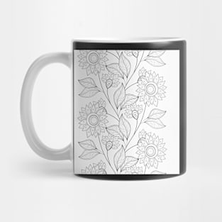 Non Colored Pattern with Floral Motifs Mug